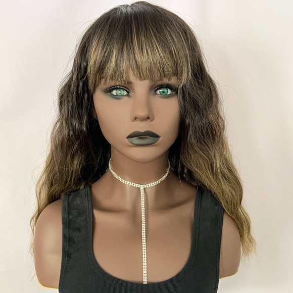 “Put On & Go” Curling/Flat Iron Safe Wig with Bangs fir Daily Wear or Events - Picture 2 of 10